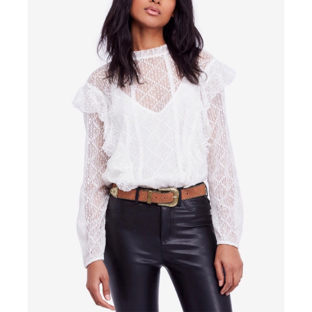 Free People Goldie Ruffled Lace Bodysuit - Picture 3 of 5